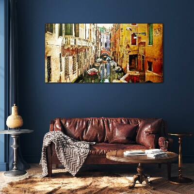 Schilderij op glas Venetiaanse straat met een gracht