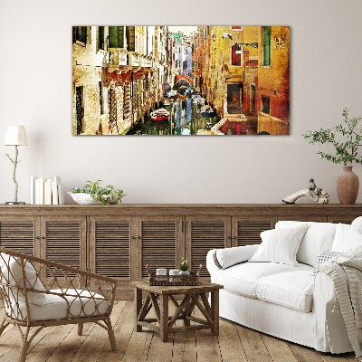 Schilderij op glas Venetiaanse straat met een gracht