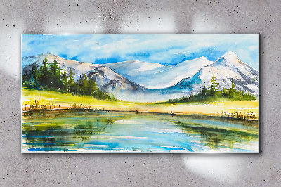 Schilderij op glas Berglandschap in aquarel