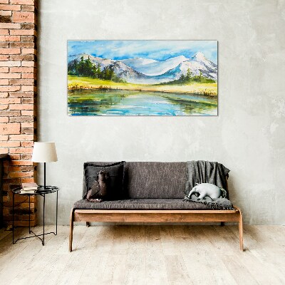 Schilderij op glas Berglandschap in aquarel