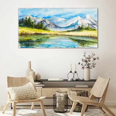 Schilderij op glas Berglandschap in aquarel