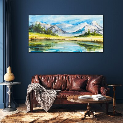 Schilderij op glas Berglandschap in aquarel