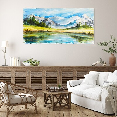 Schilderij op glas Berglandschap in aquarel