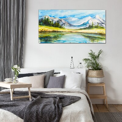 Schilderij op glas Berglandschap in aquarel