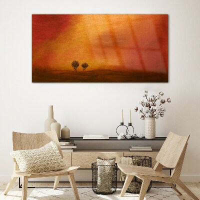 Foto op glas Zonsondergang boven de horizon