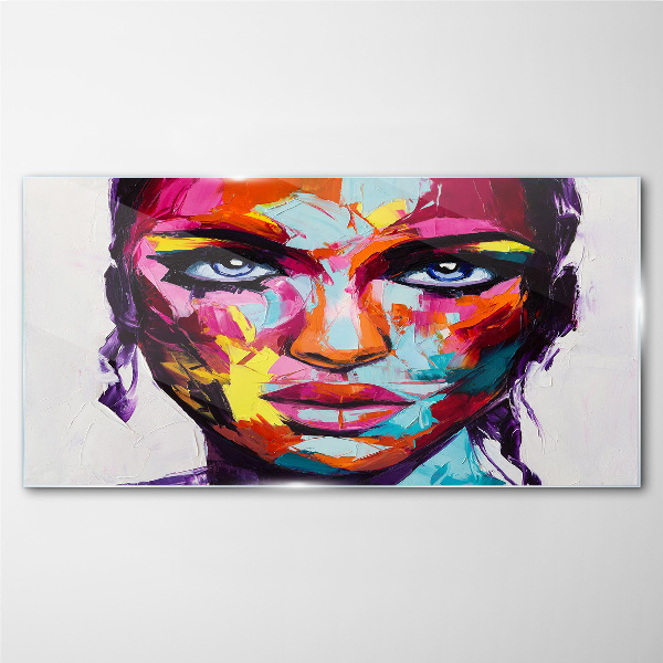 Glas foto Kleurrijk portret van een vrouw