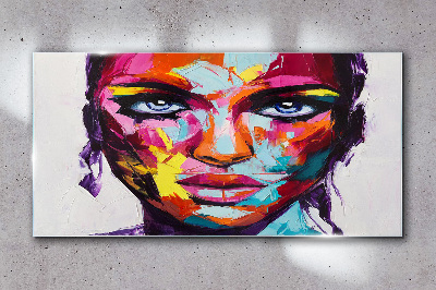 Glas foto Kleurrijk portret van een vrouw