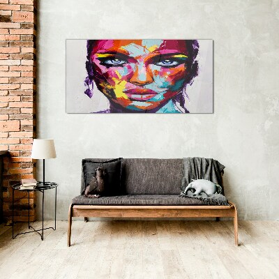 Glas foto Kleurrijk portret van een vrouw