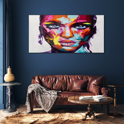 Glas foto Kleurrijk portret van een vrouw