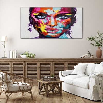 Glas foto Kleurrijk portret van een vrouw