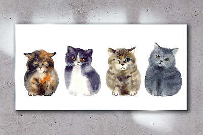 Glas foto Aquarel kattenportretten