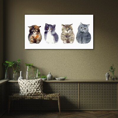 Glas foto Aquarel kattenportretten