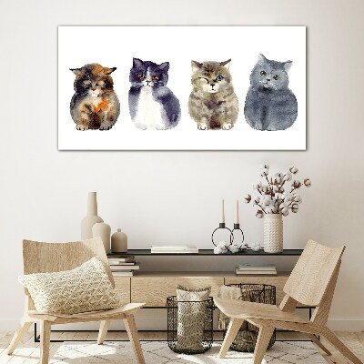 Glas foto Aquarel kattenportretten