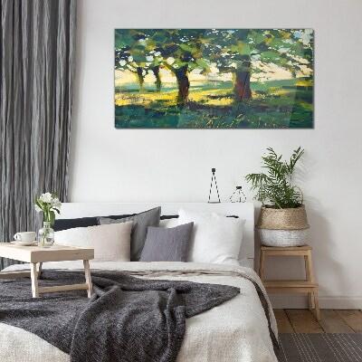 Foto op glas Zomerbomen in het zonlicht