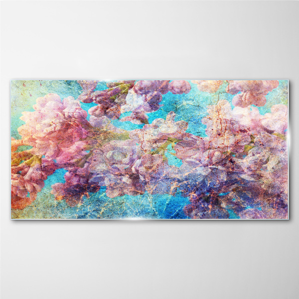 Glas foto Een bloemenlandschap in pasteltinten