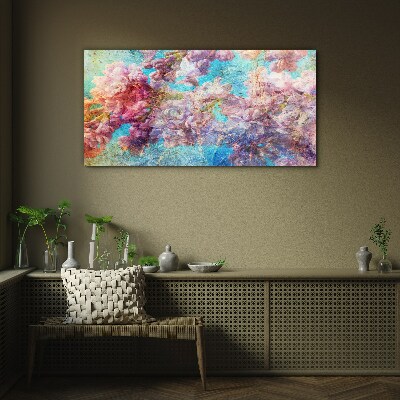 Glas foto Een bloemenlandschap in pasteltinten