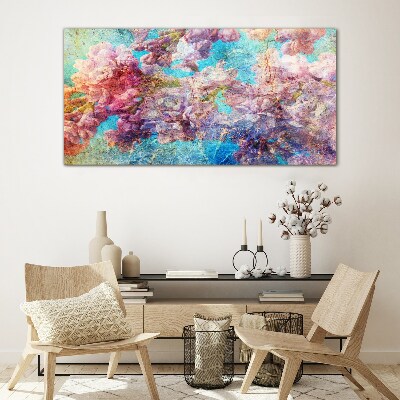 Glas foto Een bloemenlandschap in pasteltinten