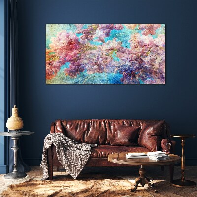 Glas foto Een bloemenlandschap in pasteltinten