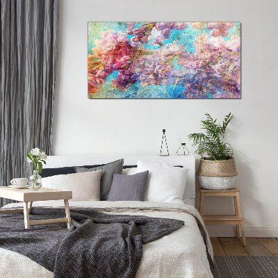 Glas foto Een bloemenlandschap in pasteltinten