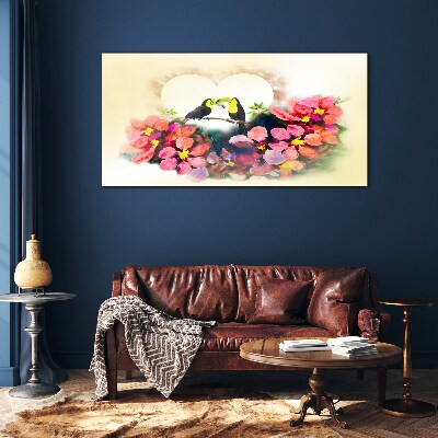 Schilderij op glas Liefde tussen de bloemen