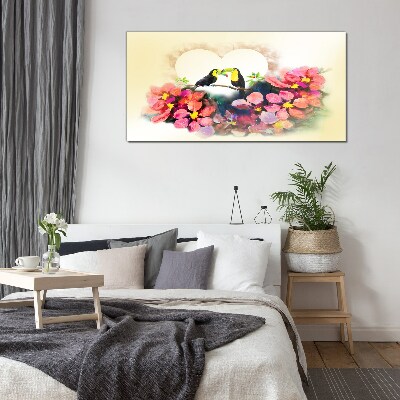 Schilderij op glas Liefde tussen de bloemen
