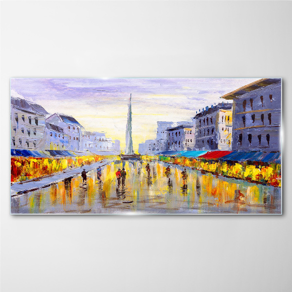 Foto op glas Golden Avenue in het zonsonderganglicht