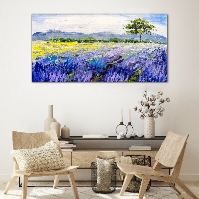 Glas foto Lavendelvelden bij daglicht