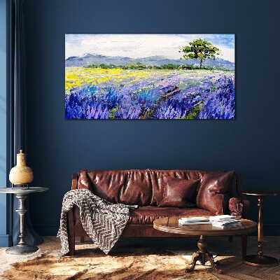 Glas foto Lavendelvelden bij daglicht