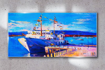 Foto op glas Jachthaven op een zonnige dag