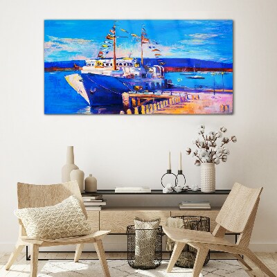 Foto op glas Jachthaven op een zonnige dag