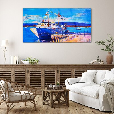 Foto op glas Jachthaven op een zonnige dag