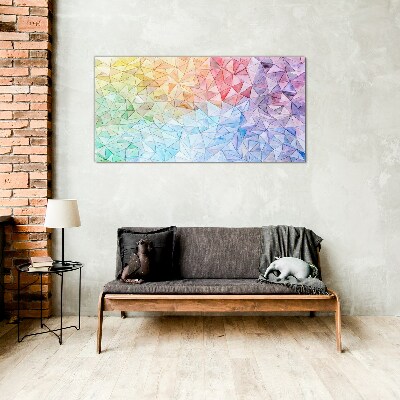 Schilderij op glas Kleurrijke mozaïek van driehoeken