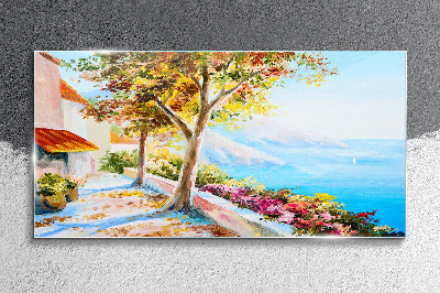 Schilderij op glas Zomerse kustlandschap