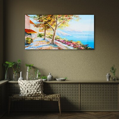 Schilderij op glas Zomerse kustlandschap