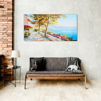 Schilderij op glas Zomerse kustlandschap