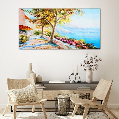 Schilderij op glas Zomerse kustlandschap