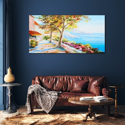 Schilderij op glas Zomerse kustlandschap