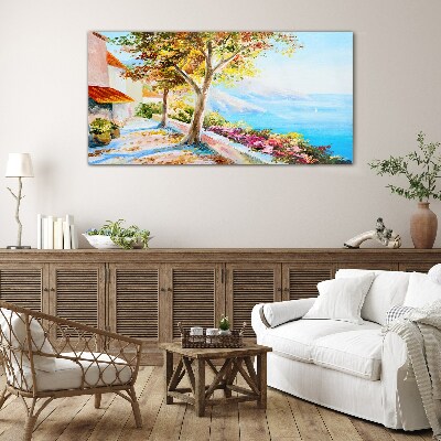 Schilderij op glas Zomerse kustlandschap