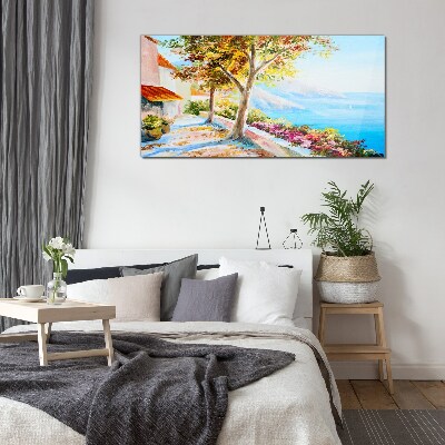 Schilderij op glas Zomerse kustlandschap