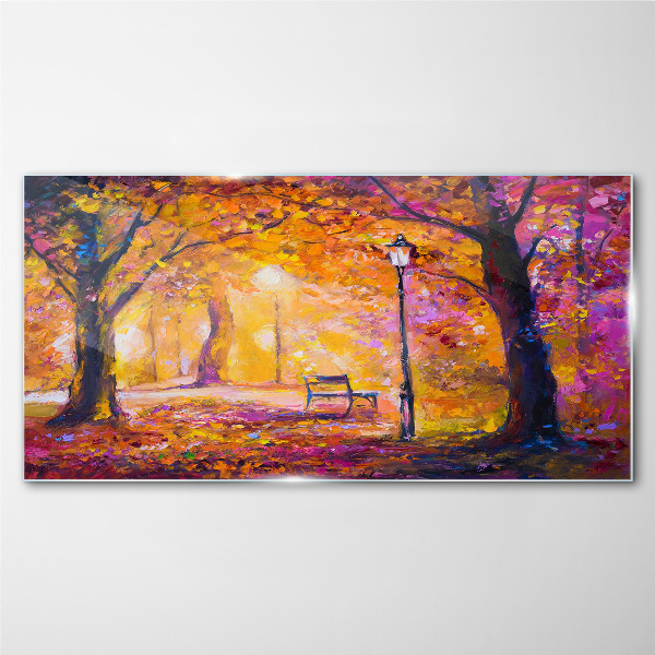 Schilderij op glas Gouden herfst in het park