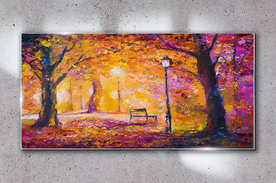 Schilderij op glas Gouden herfst in het park