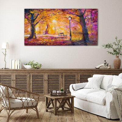 Schilderij op glas Gouden herfst in het park