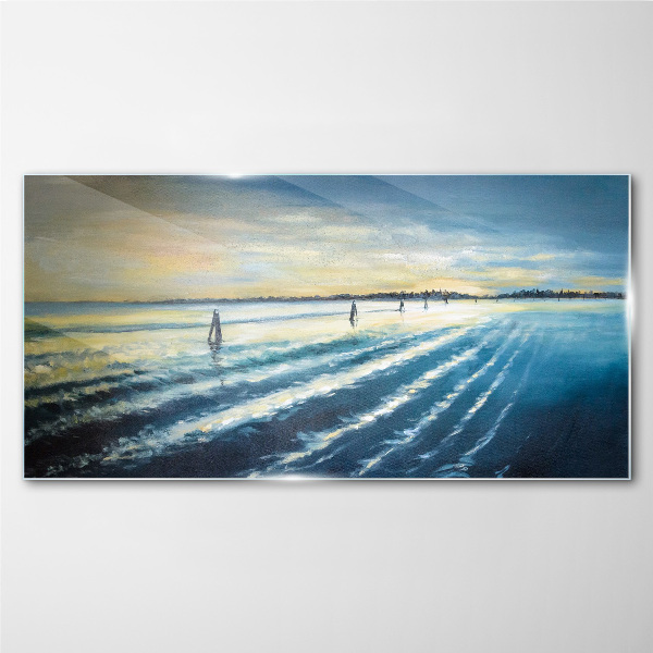 Schilderij op glas Een rustige haven bij zonsondergang