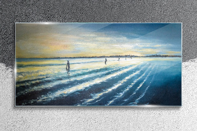 Schilderij op glas Een rustige haven bij zonsondergang