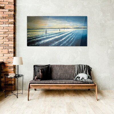 Schilderij op glas Een rustige haven bij zonsondergang