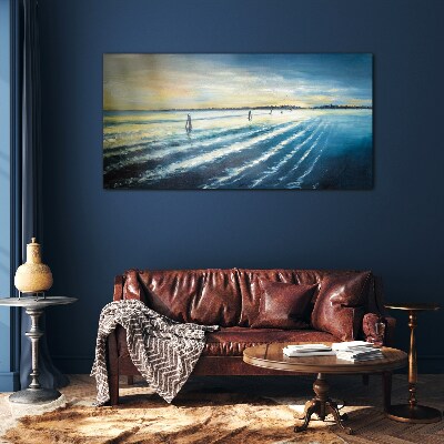 Schilderij op glas Een rustige haven bij zonsondergang