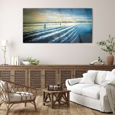 Schilderij op glas Een rustige haven bij zonsondergang