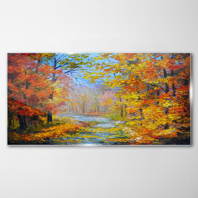 Glas foto Herfstlandschap in het bos