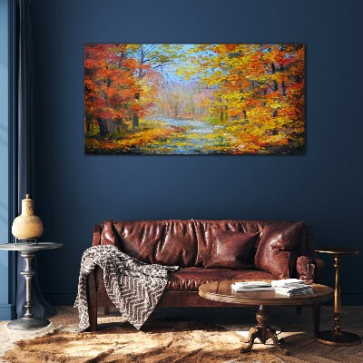 Glas foto Herfstlandschap in het bos