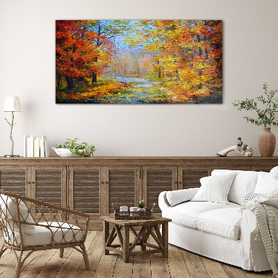 Glas foto Herfstlandschap in het bos